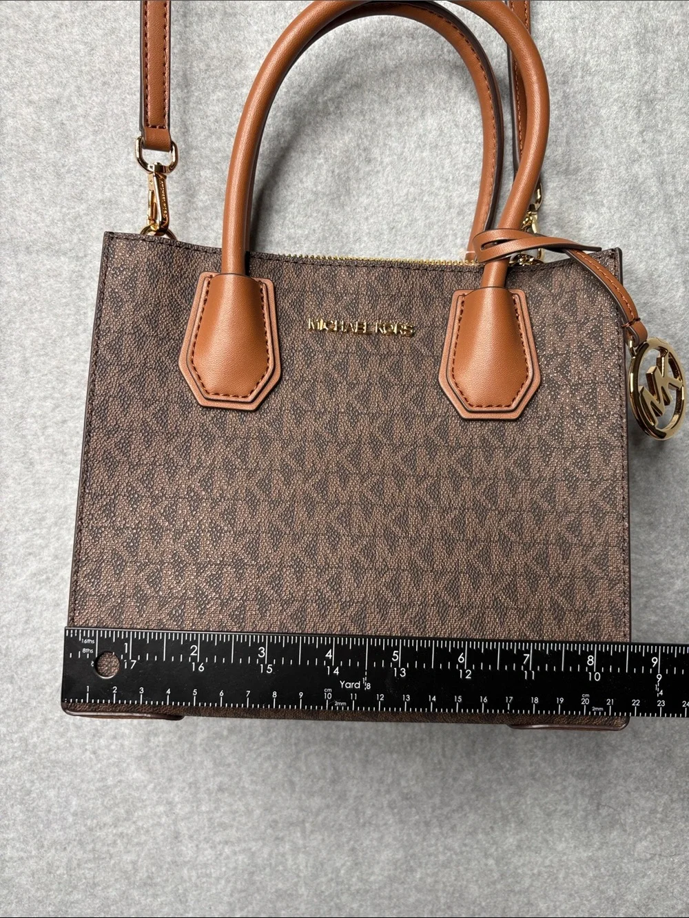 Michael Kors Brown‎ and Tan Signature Satchel with MK Charm